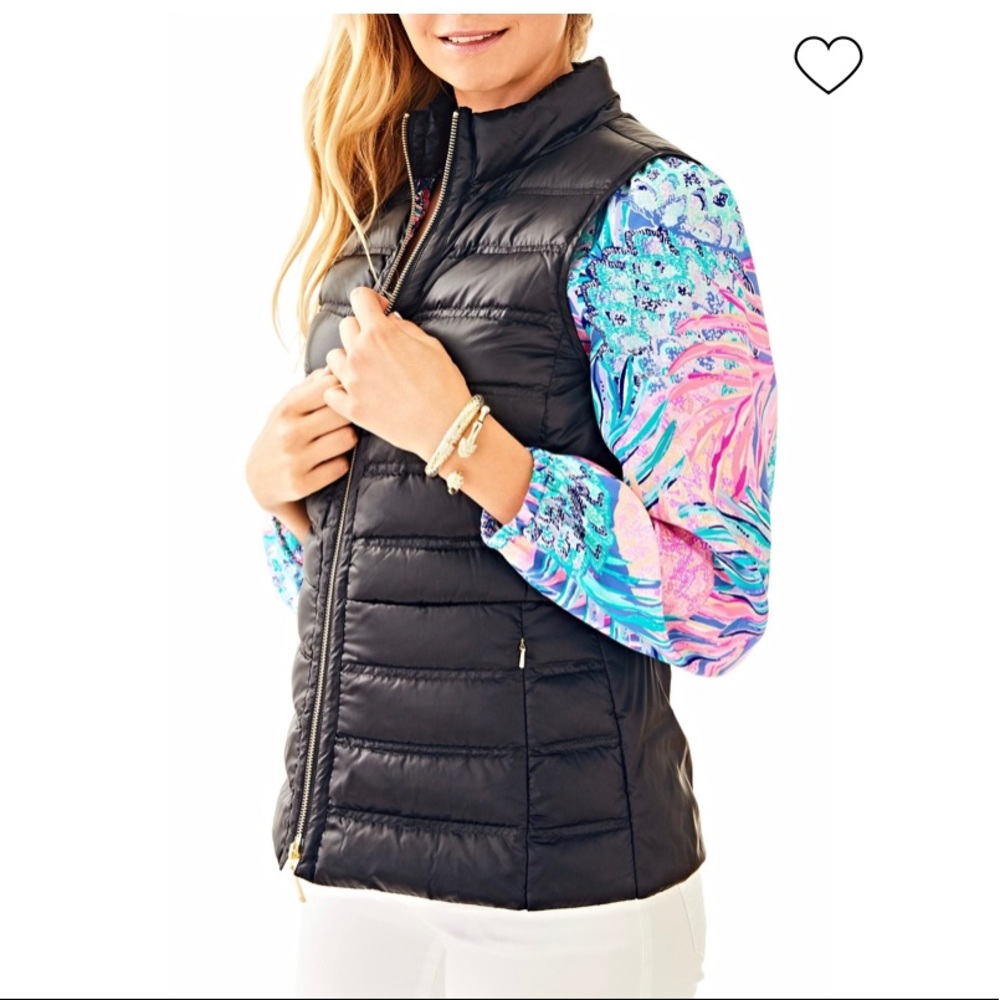 LILLY PULITZER DownPuffer Vest in Black Size M